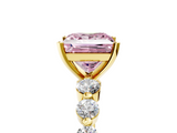 Yellow gold Fancy Pink Princess  Solitaire Diamond Ring with Pave Band and Four-Prong Setting_5