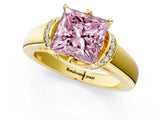 Yellow gold Fancy Pink Princess  Solitaire Diamond Ring with Pave Band and Six-Prong Setting_29