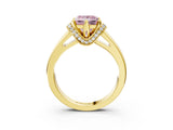 Yellow gold Fancy Pink Princess  Solitaire Diamond Ring with Pave Band and Six-Prong Setting_31