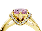 Yellow gold Fancy Pink Princess  Solitaire Diamond Ring with Pave Band and Six-Prong Setting_32