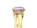 Yellow gold Fancy Pink Princess  Solitaire Diamond Ring with Pave Band and Six-Prong Setting_33