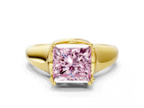 Yellow gold Fancy Pink Princess  Solitaire Diamond Ring with Six-Prong Cathedral Setting_32