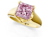 Yellow gold Fancy Pink Princess  Solitaire Diamond Ring with Six-Prong Cathedral Setting_33