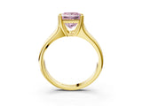 Yellow gold Fancy Pink Princess  Solitaire Diamond Ring with Six-Prong Cathedral Setting_35