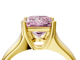 Yellow gold Fancy Pink Princess  Solitaire Diamond Ring with Six-Prong Cathedral Setting_36