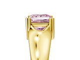 Yellow gold Fancy Pink Princess  Solitaire Diamond Ring with Six-Prong Cathedral Setting_37