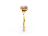 Yellow gold Fancy Pink Princess  Solitaire Diamond Ring with Six-Prong Setting and Tapered Band_2