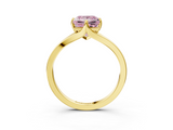 Yellow gold Fancy Pink Princess  Solitaire Diamond Ring with Six-Prong Setting and Tapered Band_3