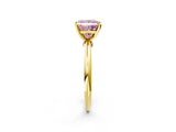 Yellow gold Fancy Pink Princess  Solitaire Diamond Ring with Six-Prong Setting on a Classic Band 2