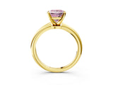 Yellow gold Fancy Pink Princess  Solitaire Diamond Ring with Six-Prong Setting on a Classic Band 3