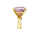 Yellow gold Fancy Pink Princess  Solitaire Diamond Ring with Six-Prong Setting on a Classic Band 5
