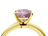 Yellow gold Fancy Pink Princess  Solitaire Diamond Ring with Six-Prong Setting on a Classic Band 6