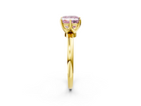 Yellow gold Fancy Pink Princess  Solitaire Diamond Ring with Six-Prong Setting on a Classic Band_2