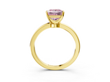 Yellow gold Fancy Pink Princess  Solitaire Diamond Ring with Six-Prong Setting on a Classic Band_3