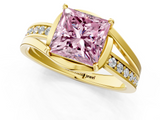 Yellow gold Fancy Pink Princess  Solitaire Diamond Ring with Split Shank and Prong Setting_18