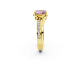 Yellow gold Fancy Pink Princess  Solitaire Diamond Ring with Split Shank and Prong Setting_19