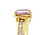Yellow gold Fancy Pink Princess  Solitaire Diamond Ring with Split Shank and Prong Setting_22