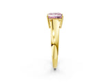 Yellow gold Fancy Pink Princess  Solitaire Diamond Ring with Tapered Band and Four-Prong Setting_31
