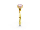 Yellow gold Fancy Pink Princess  Solitaire Diamond Ring with Thin Band and Four-Prong Setting_2