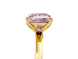 Yellow gold Fancy Pink Princess  Solitaire Diamond Ring with Thin Band and Four-Prong Setting_5