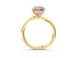 Yellow gold Fancy Pink Princess  Solitaire Diamond Ring with a Classic Band and Four-Prong Setting 4