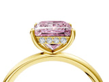 Yellow gold Fancy Pink Princess  Solitaire Diamond Ring with a Classic Band and Four-Prong Setting 5