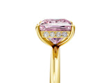 Yellow gold Fancy Pink Princess  Solitaire Diamond Ring with a Classic Band and Four-Prong Setting