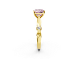 Yellow gold Fancy Pink Princess  Solitaire Diamond Twisted Band with Four-Prong Setting_2