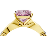 Yellow gold Fancy Pink Princess  Solitaire Diamond Twisted Band with Four-Prong Setting_4