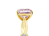 Yellow gold Fancy Pink Princess  Solitaire Diamond Twisted Band with Four-Prong Setting_5
