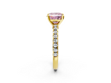 Yellow gold Fancy Pink Princess  Solitaire Diamond with Pavé Band and Four-Prong Setting_2