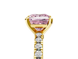 Yellow gold Fancy Pink Princess  Solitaire Diamond with Pavé Band and Four-Prong Setting_5