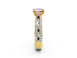 Yellow gold Fancy Pink Princess  Solitaire Diamond with Pave and Channel Set Band_2