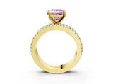 Yellow gold Fancy Pink Princess  Solitaire Diamond with Pave and Channel Set Band_3