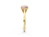 Yellow gold Fancy Pink Princess  Solitaire Engagement Ring with Four-Prong Setting and Classic Band 2