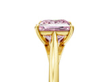 Yellow gold Fancy Pink Princess  Solitaire Engagement Ring with Four-Prong Setting and Classic Band 5