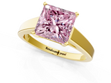 Yellow gold Fancy Pink Princess  Solitaire Engagement Ring with Four-Prong Setting and Tapered Band_4