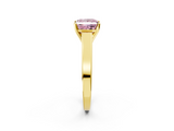Yellow gold Fancy Pink Princess  Solitaire Engagement Ring with Four-Prong Setting and Tapered Band_5
