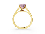 Yellow gold Fancy Pink Princess  Solitaire Engagement Ring with Four-Prong Setting and Tapered Band_6