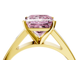 Yellow gold Fancy Pink Princess  Solitaire Engagement Ring with Four-Prong Setting and Tapered Band_7