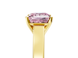 Yellow gold Fancy Pink Princess  Solitaire Engagement Ring with Four-Prong Setting and Tapered Band_8
