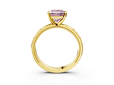 Yellow gold Fancy Pink Princess  Solitaire Engagement Ring with Scrollwork Band and Four-Prong Setting_3