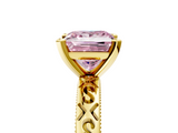 Yellow gold Fancy Pink Princess  Solitaire Engagement Ring with Scrollwork Band and Four-Prong Setting_5
