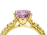Yellow gold Fancy Pink Princess  Solitaire Floral Milgrain Engagement Ring_35