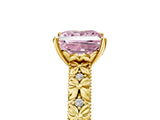 Yellow gold Fancy Pink Princess  Solitaire Floral Milgrain Engagement Ring_36