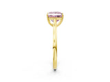 Yellow gold Fancy Pink Princess  Solitaire Heart Prong Engagement Ring with Tapered Band_58