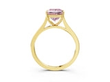 Yellow gold Fancy Pink Princess  Solitaire Heart Prong Engagement Ring with Tapered Band_59