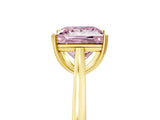 Yellow gold Fancy Pink Princess  Solitaire Heart Prong Engagement Ring with Tapered Band_61
