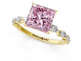 Yellow gold Fancy Pink Princess  Solitaire Marquise Side Stone Prong Setting Ring_1