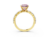 Yellow gold Fancy Pink Princess  Solitaire Marquise Side Stone Prong Setting Ring_3
